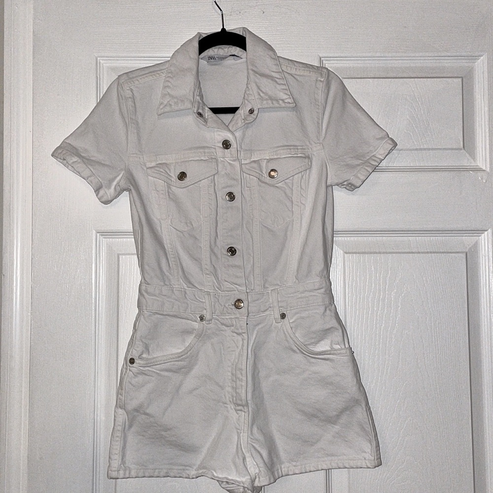 White Denim Romper